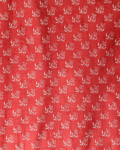 Katan Silk Blushing Blockprint Red Suit (T+B+D)