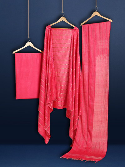 Katan Silk Dynamic Handcrafted Pink Suit