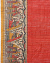 Silkmark Tussar Quaint Madhubani Red & Beige Saree
