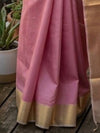Handloom Kota Silk Beige & Rose Pink Saree