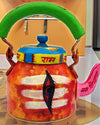 Sophisticated Handpainted Metal Kettle