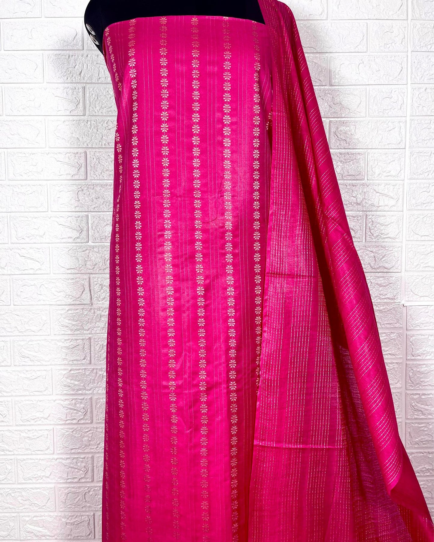 9924-Katan Silk Pink Suit Piece with Bottom and Dupatta Handcrafted
