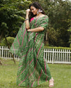 Forest Cotton Kota Doria Green Saree Handcrafted