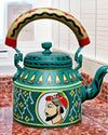 Elegant Handpainted Metal Kettle