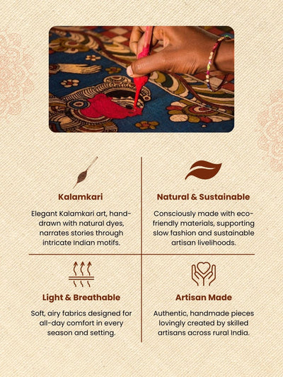 Glossy Fish Kalamkari Handpainted Standing Square Leather Lamp -9 Inch
