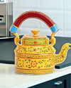 Unique Handpainted Yellow Metal Kettle