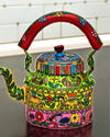 Vibrant Handpainted Metal Kettle