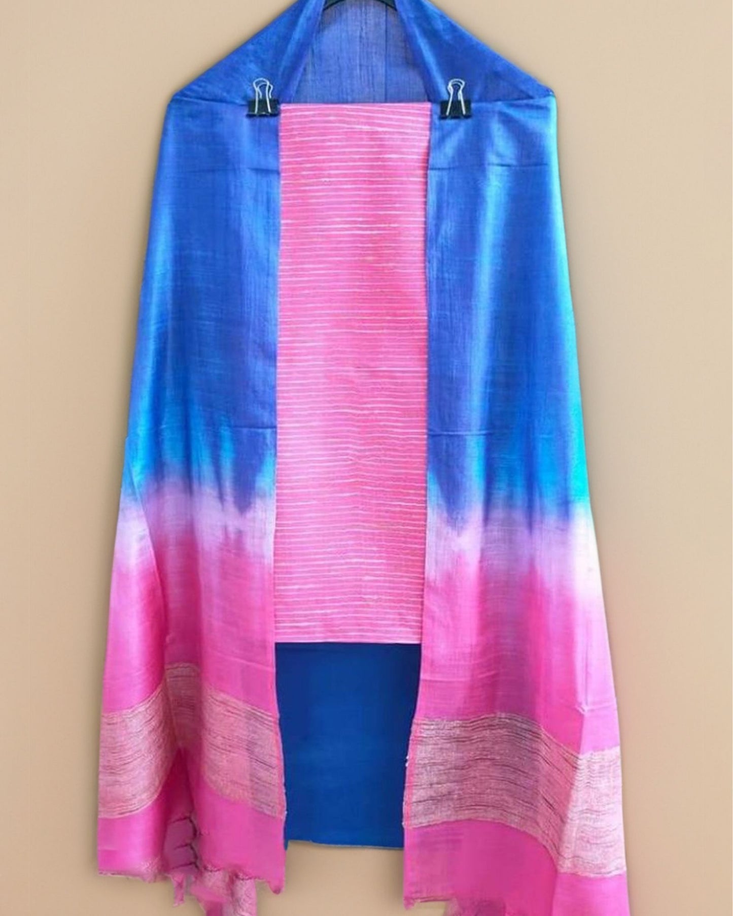 7271-Katan Pink Silk Suit Piece with Bottom and Dupatta