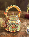 Intricate Handpainted Metal Kettle