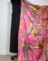 Abstract Katan Silk Marble Print Black & Pink Suit