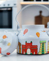 Modern Handpainted White Metal Kettle