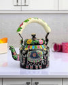 Elegant Handpainted Black Metal Kettle