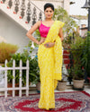 Tepchi Handwork Georgette Work Yellow Saree