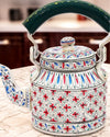 Sleek Handpainted White Metal Kettle