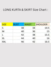 Indiehaat | Long Kurta & Skirt Size Chart