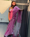 Alluring Pure Tissue Linen Pink Handdyed Saree