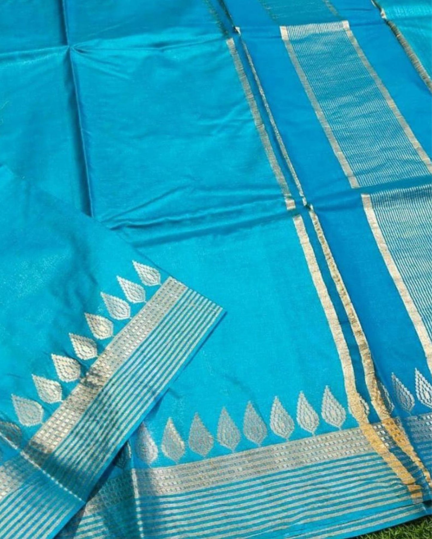2783-Handcrafted Kota Silk Blue Saree Jacquard Weaves with Blouse