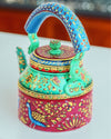 Graceful Handpainted Metal Kettle