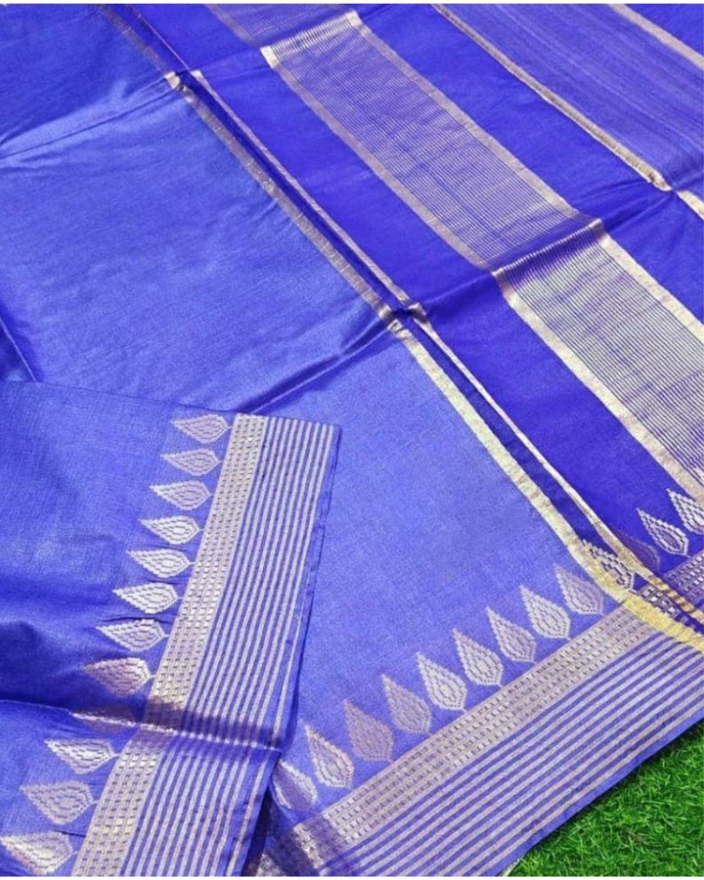 9967-Handcrafted Kota Silk Blue Saree Jacquard Weaves with Blouse