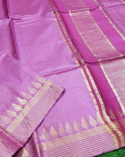 4806-Handcrafted Kota Silk Pink Saree Jacquard Weaves with Blouse