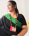 Whimsical Handwoven Pure Linen Black Saree