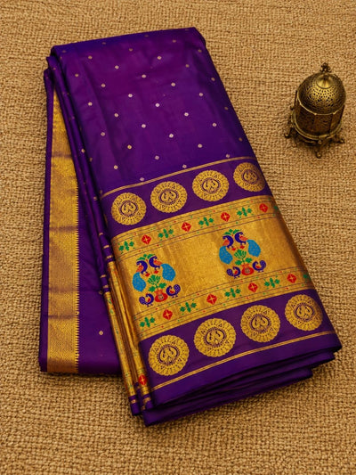 Rajdhara Handloom Paithani Silk Saree Deep Plum