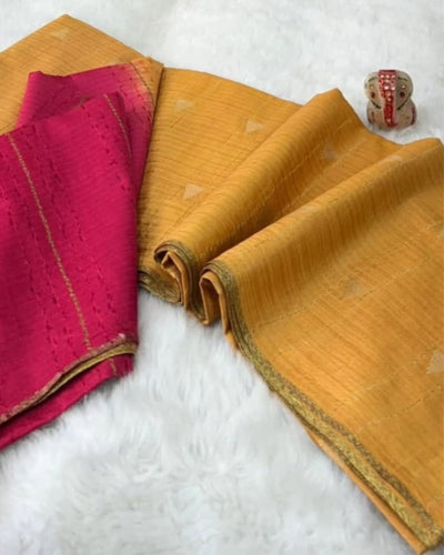 Indiehaat | Kota Silk Jacquard Weaving Saree Yellow