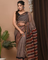 Indiehaat | Blockprinted Kota Doria Beige Saree | Elegant