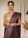 Whispering Chanderi Silk Wine Saree