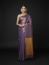 Tissue Linen Purple Saree Gold Shimmer Pallu