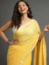 Gleaming Pure Linen Handloom Saree Embroidered Yellow