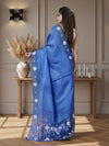 Silkmark Pure Tussar Embroidery & Cutwork Blue Saree