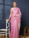Modern Pure Tissue Linen Handdyed Saree Pink