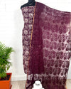 Pure Cotton Kota Doria Suit (Top+Bottom+Dupatta) Maroon Color with Jaal embroidery - IndieHaat