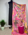 Abstract Katan Silk Marble Print Black & Pink Suit