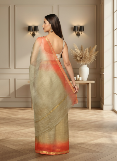 Gurkha Brown Pure Silk Kota Doria Handdyed Saree