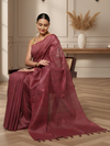 Enchanting Bansbara Tussar Silk Handloom Wine Saree