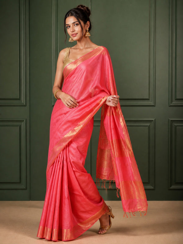 Precious Handloom Jayashree Silk Saree Rose Red