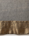 Decorous Banarasi Silk Linen Cream Handloom Saree