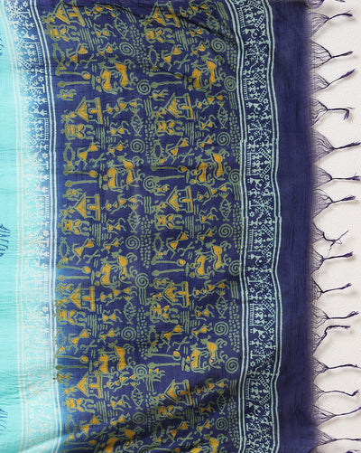 Katan Silk Oceanic Blockprint Blue Suit