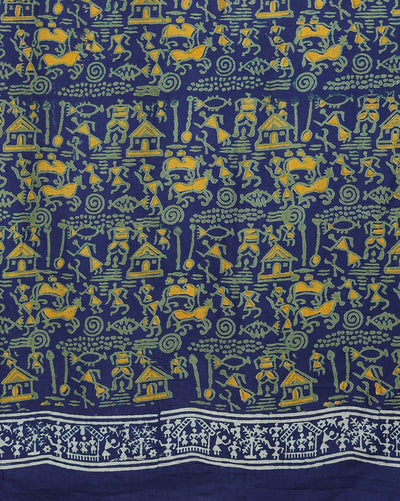 Katan Silk Oceanic Blockprint Blue Suit