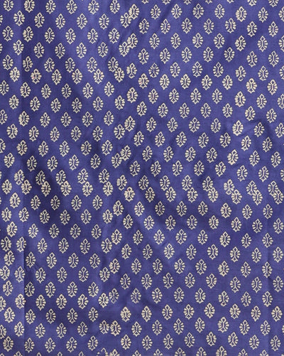 Katan Silk Alluring Blockprint Blue Suit