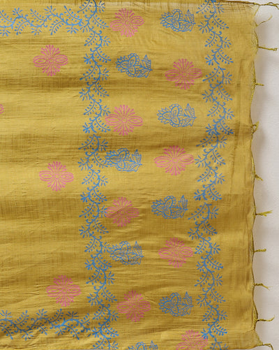 Katan Silk Sunny Blockprint Mustard Suit