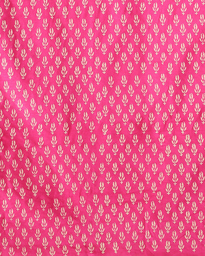 Katan Silk Fanciful Blockprint Pink Suit