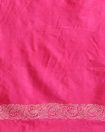 Katan Silk Fanciful Blockprint Pink Suit