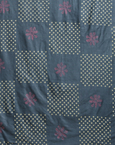 Katan Silk Idyllic Blockprint Metallic Blue Suit