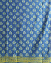 Katan Silk Glossy Blockprint Blue Suit