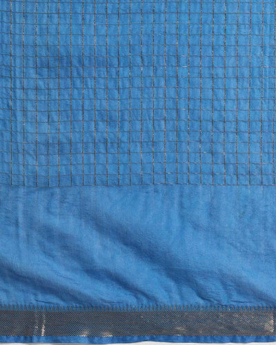 Handcrafted Kota Silk Plain Saree Ocean Blue