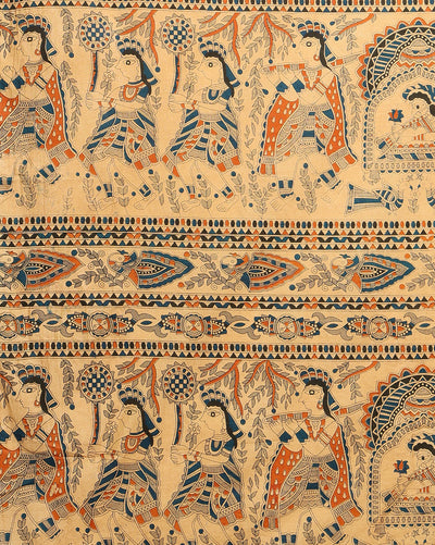 Graceful Katan Silk Madhubani Beige Suit