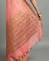 Radiating Banarasi Silk Linen Peach Handloom Saree